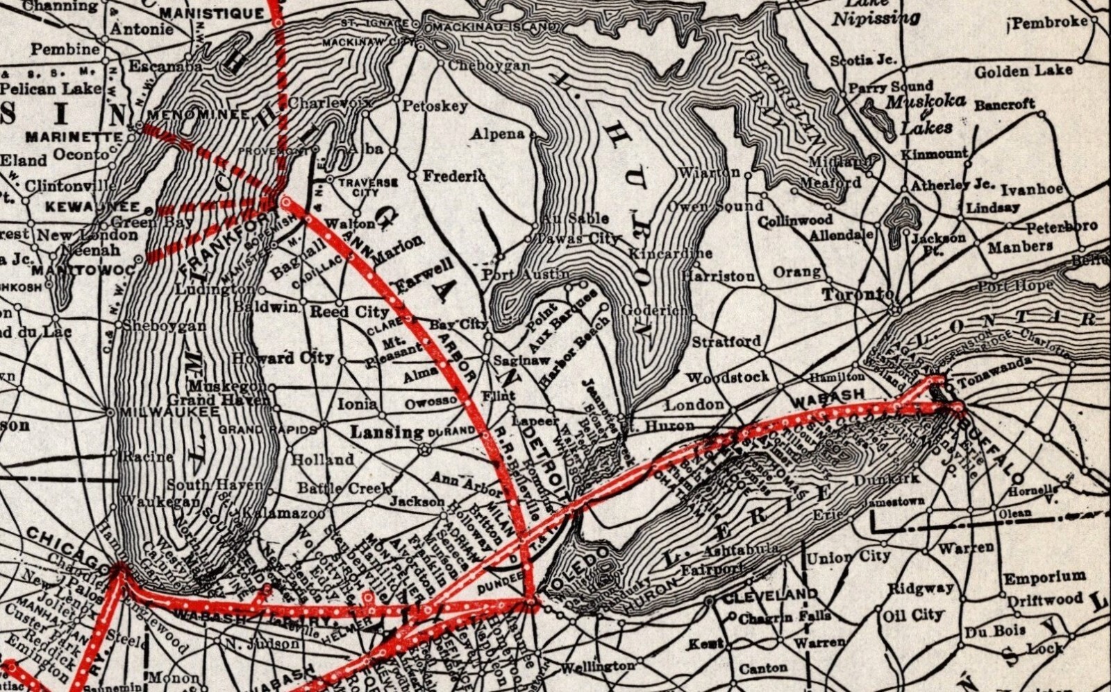 1931 Antique Wabash Railroad Map Vintage Wabash Railway Map #1950
