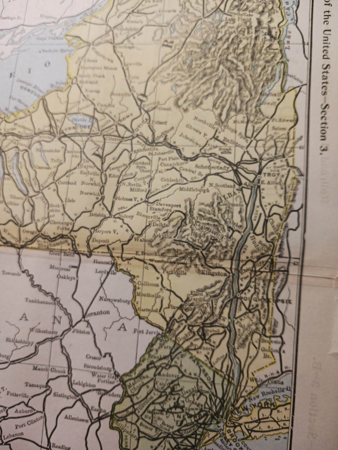 ~ 1897 Train Route Map NEW YORK NEW JERSEY ☆ all Railroad Lines & Stations 9×11″