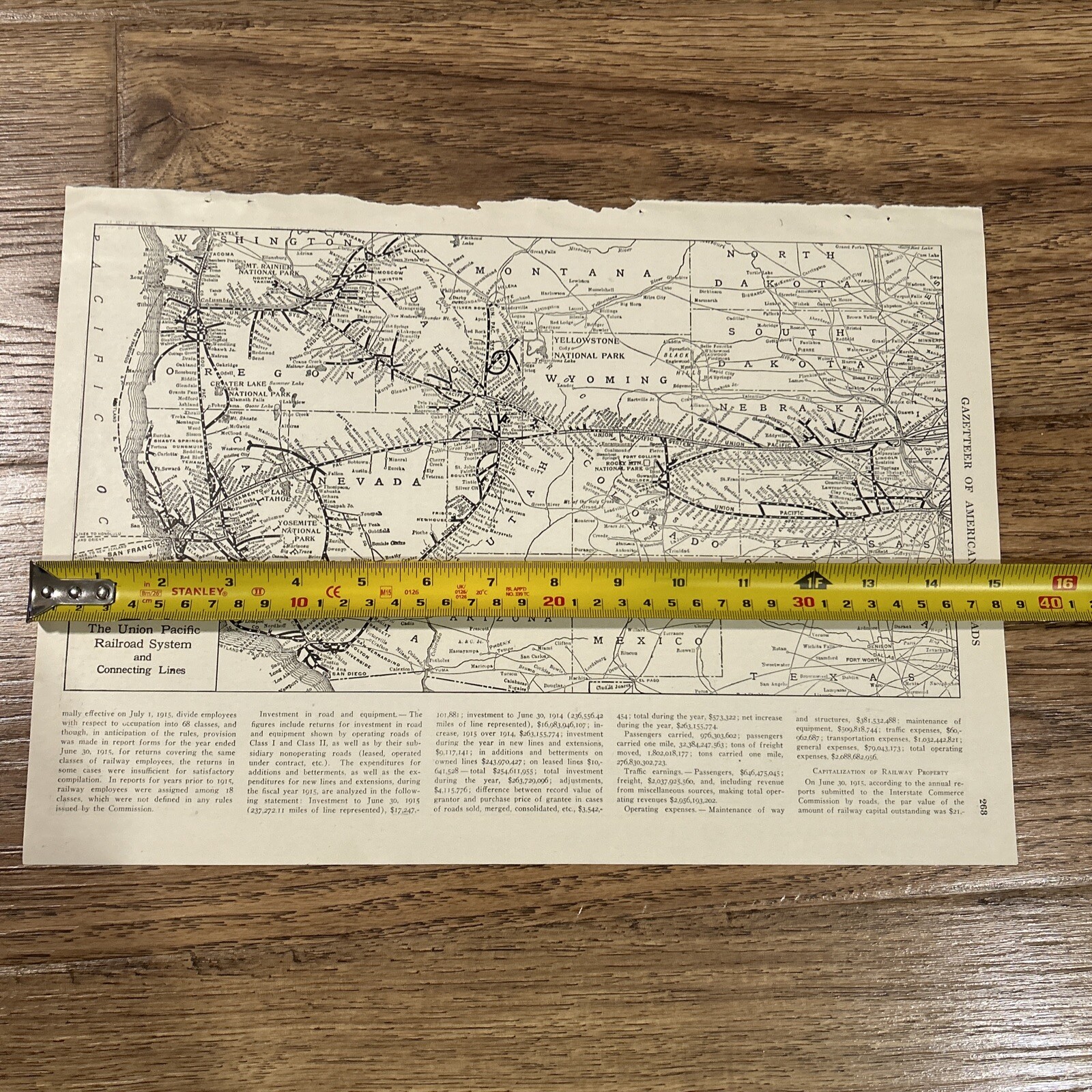 Antique 1917 Map Of The Union Pacific Railway System 15×11 Inches