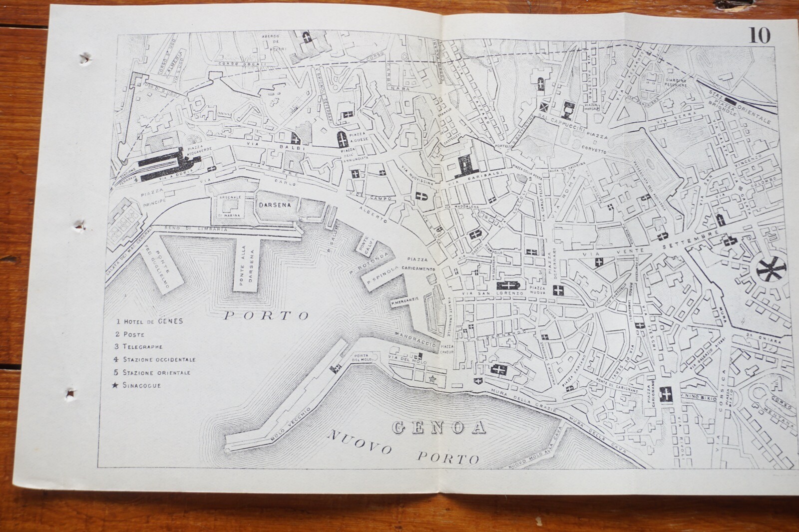 1899 Bradshaws Map of Genoa Italy Original Railway Map