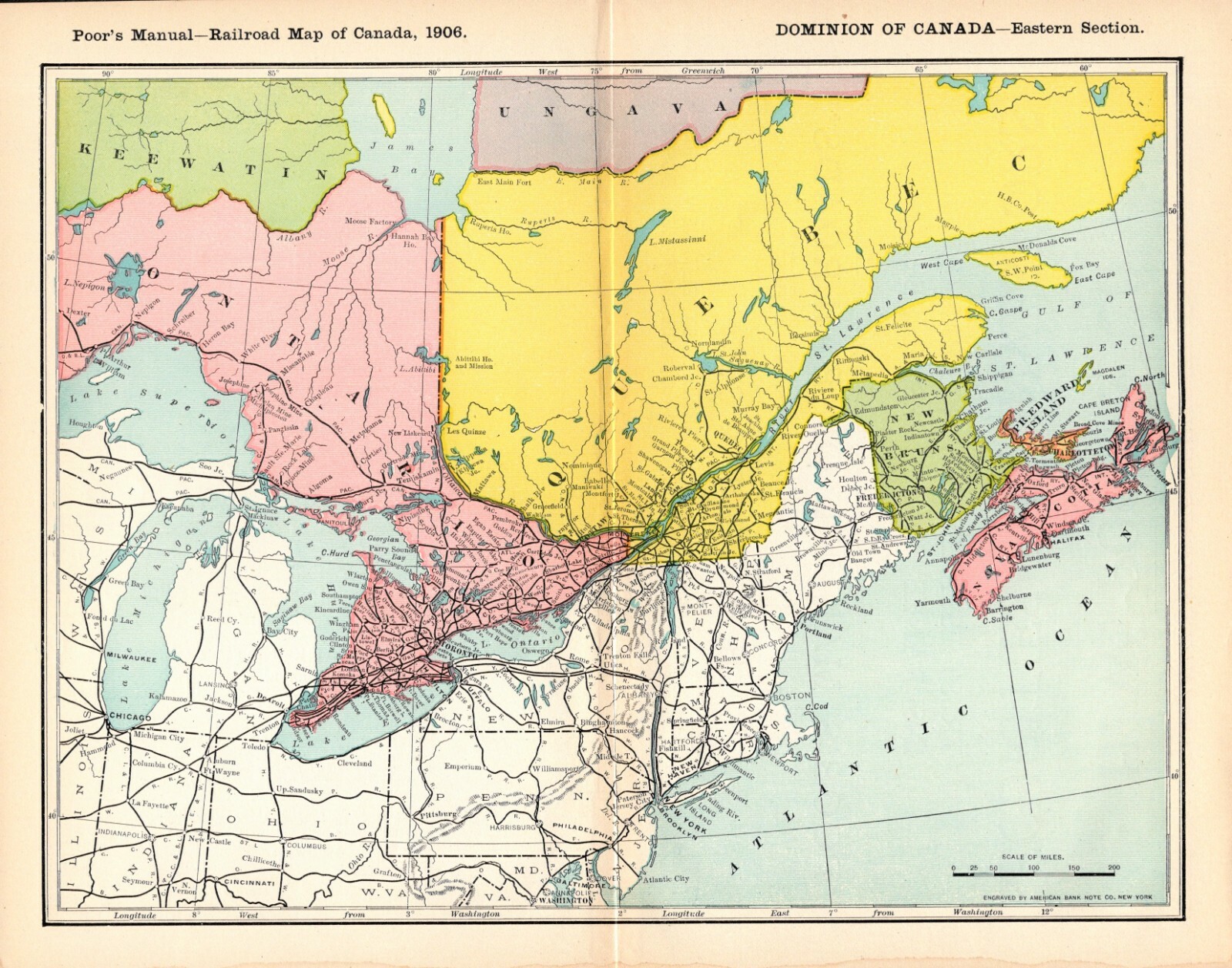 1906 Antique Canada Railroad Map Canadian Pacific Railway Map 9995