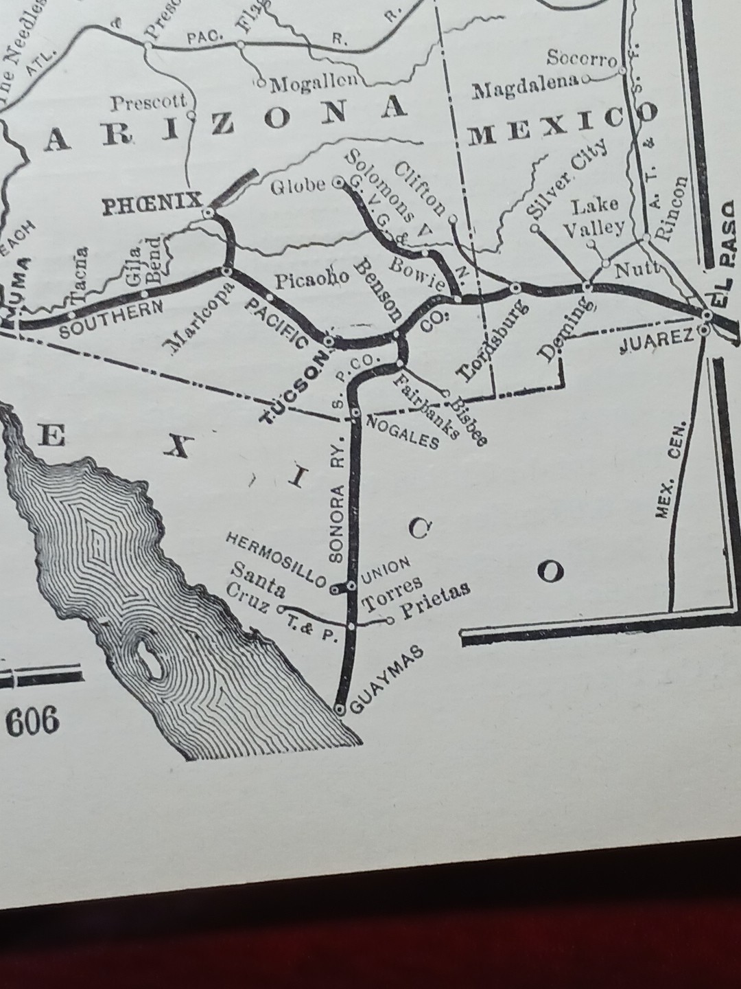 ~1904 Train Route Map SOUTHERN PACIFIC SYSTEM California Arizona Railroad Lines