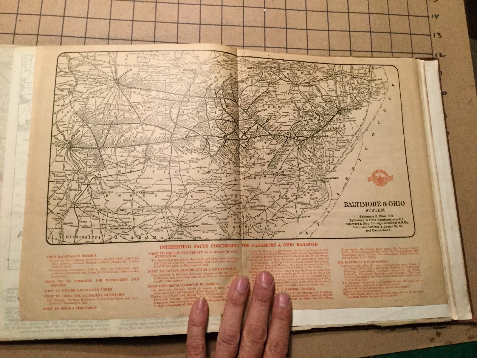 Vintage Map — RAILWAY — 1913 — BALTIMORE & OHIO system