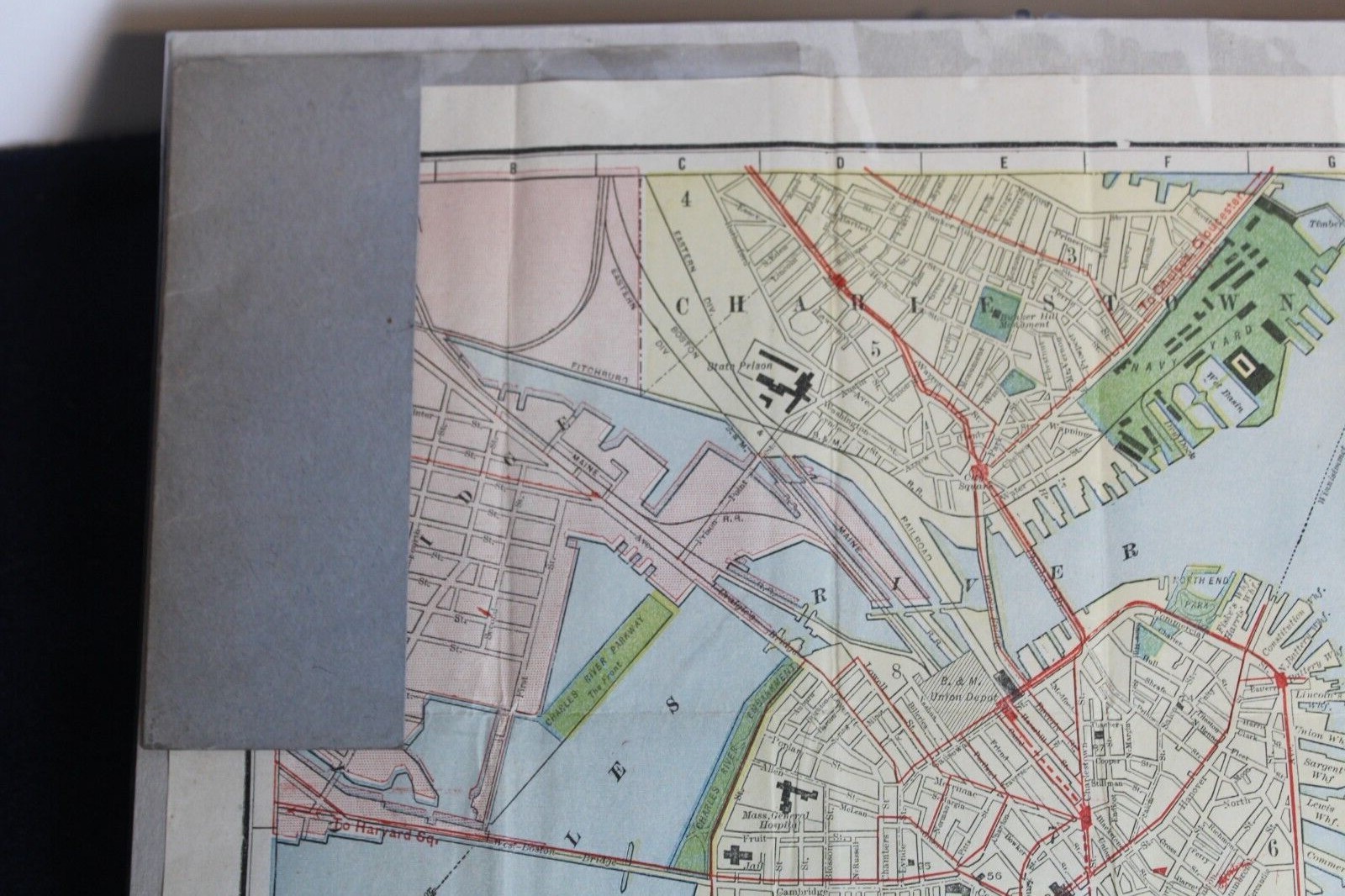 Antique Original Boston Pocket Folding Map Circa 1900