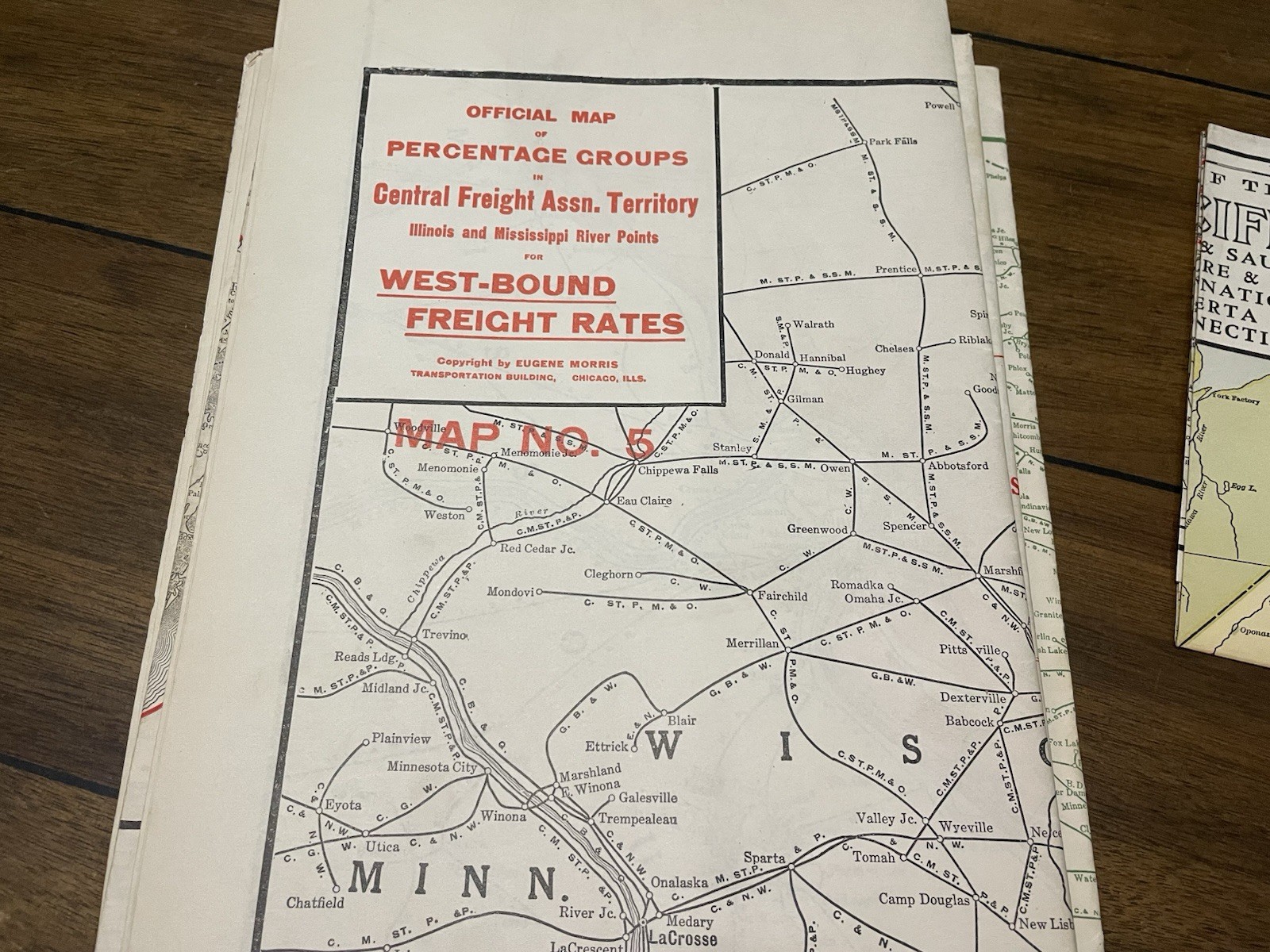 13 Antique Official Railroad Traffic Maps of the United States & Canada