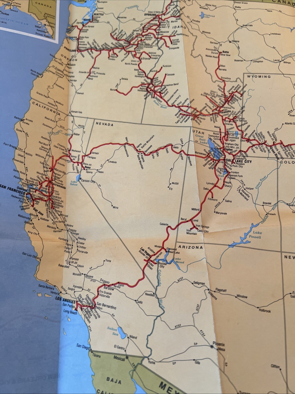 Union Pacific Railroad 1984 System Map  (Union Pacific RR / Missouri Pacific RR)