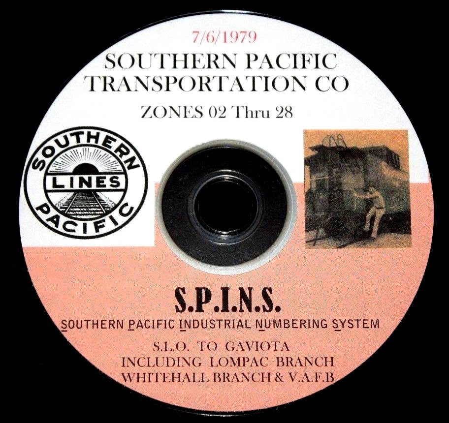 Southern Pacific RR 1979 S.L.O. to Gaviota S.P.I.N.S. Zones 2-28PDF pages on DVD