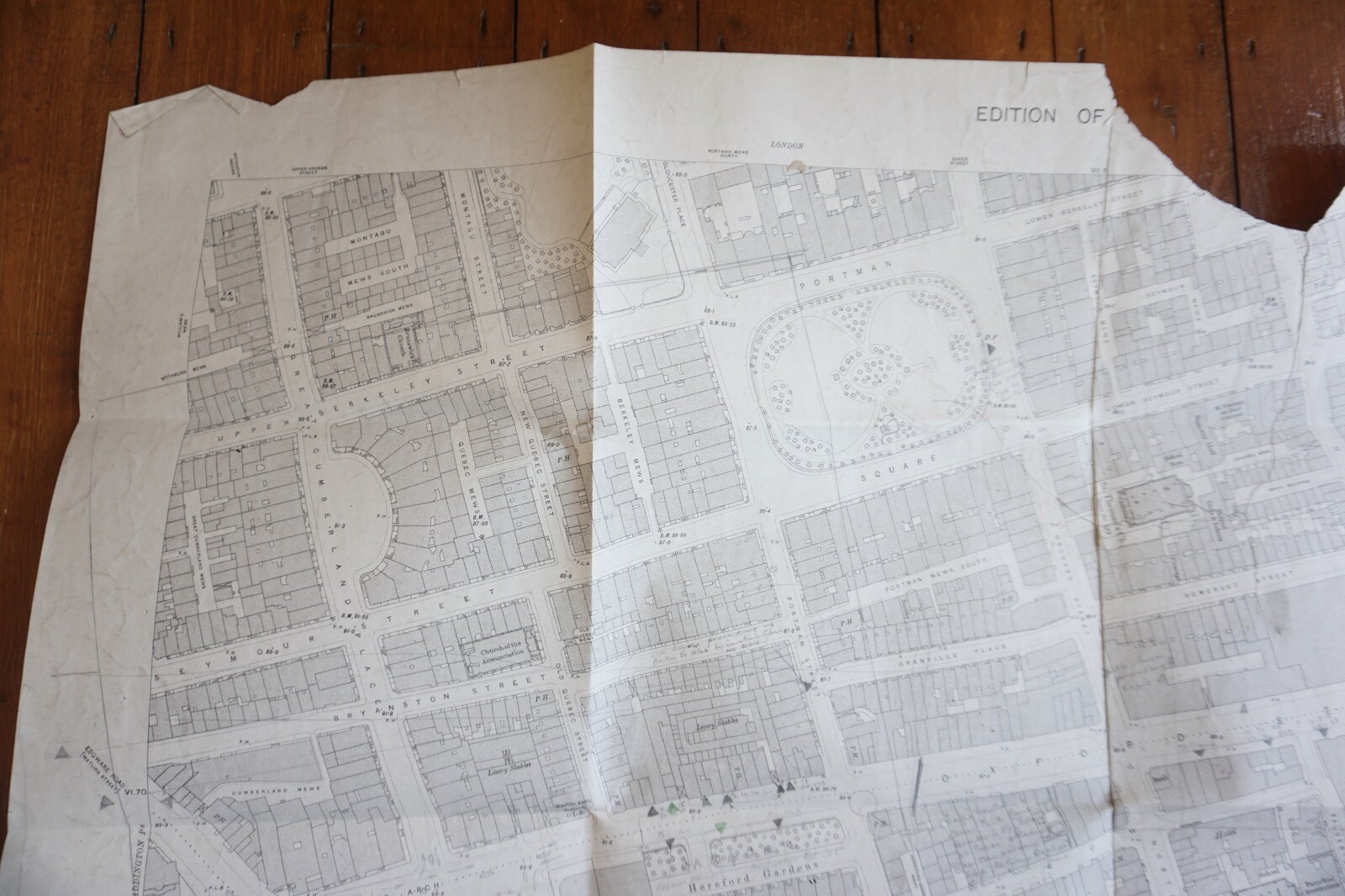 1919 London Portman & Grosvenor Square Marble Arch OS Railway Map