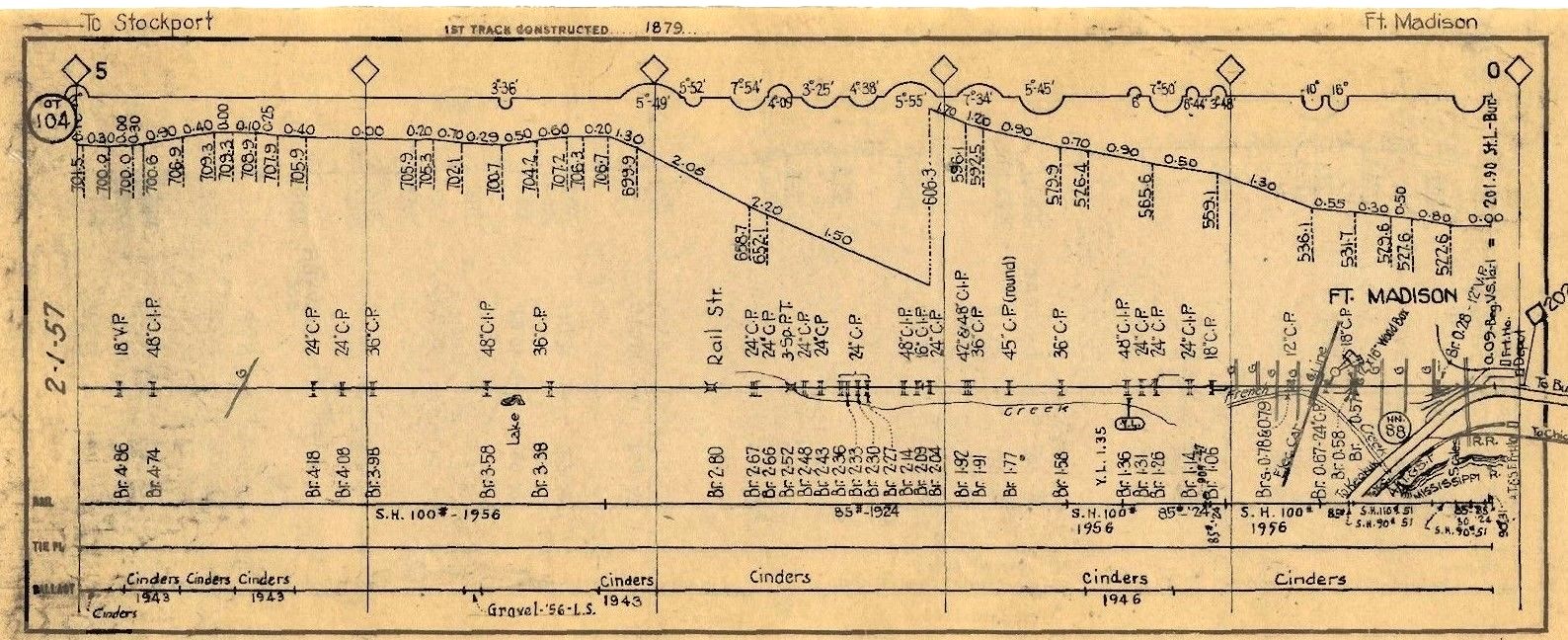 CB & Q RR Burlington Route1967 Ottumwa Lines Track Chart PDF Pages on DVD