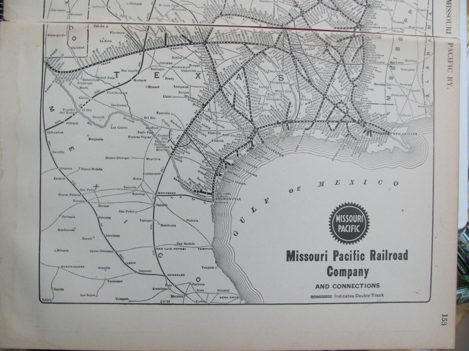 1924 MISSOURI PACIFIC RAILROAD 1925 SYSTEM MAP ROUTES CONNECTING TX LA OK + RRs