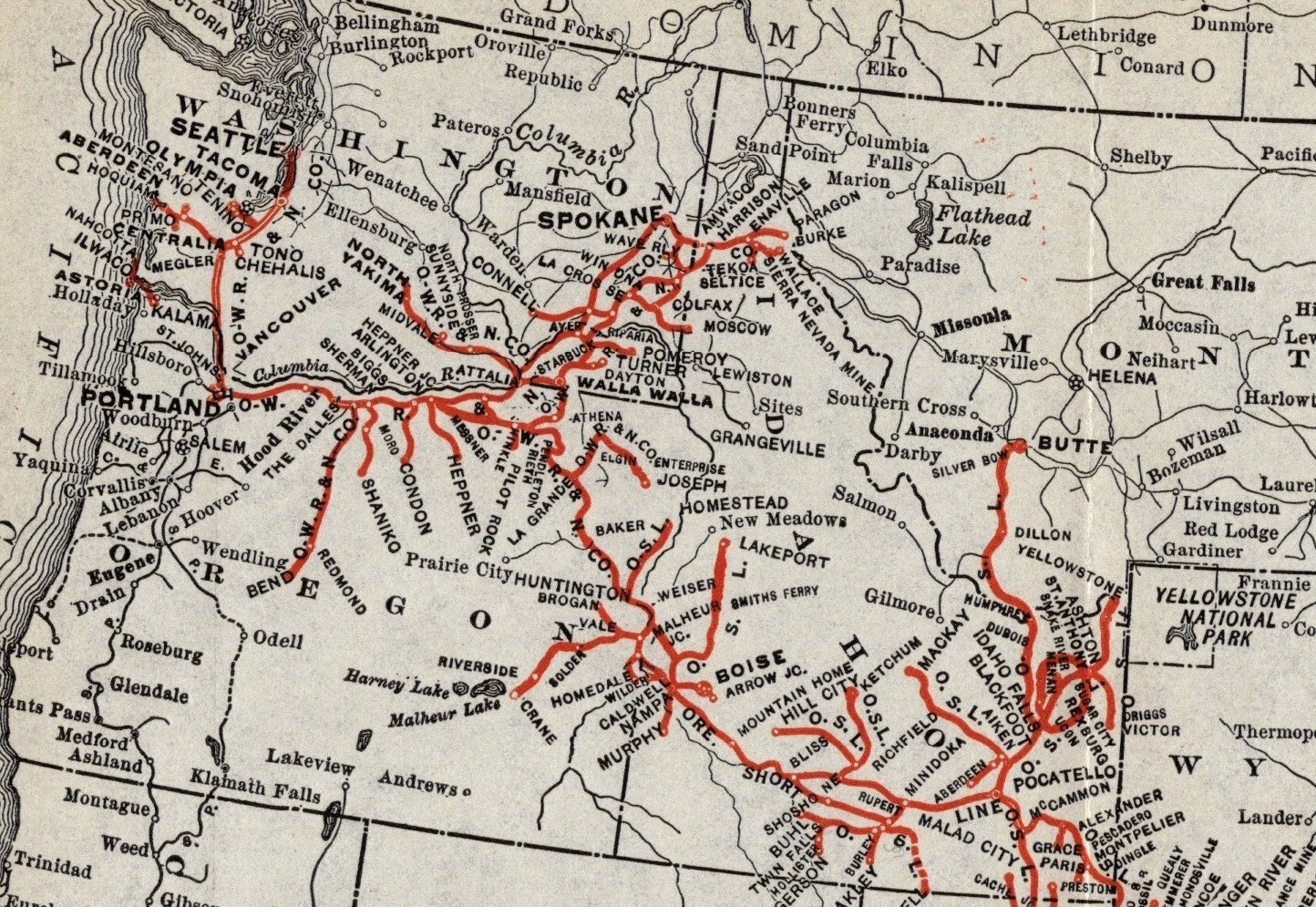 1916 Antique UNION PACIFIC RAILROAD Map Vintage Union Pacific Railway Map 3123