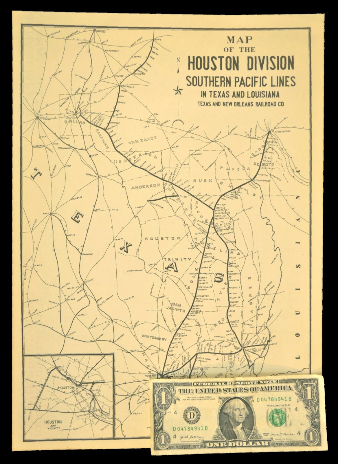 Southern Pacific Railroad Map Houston Division Sunset Route H&TC Railway