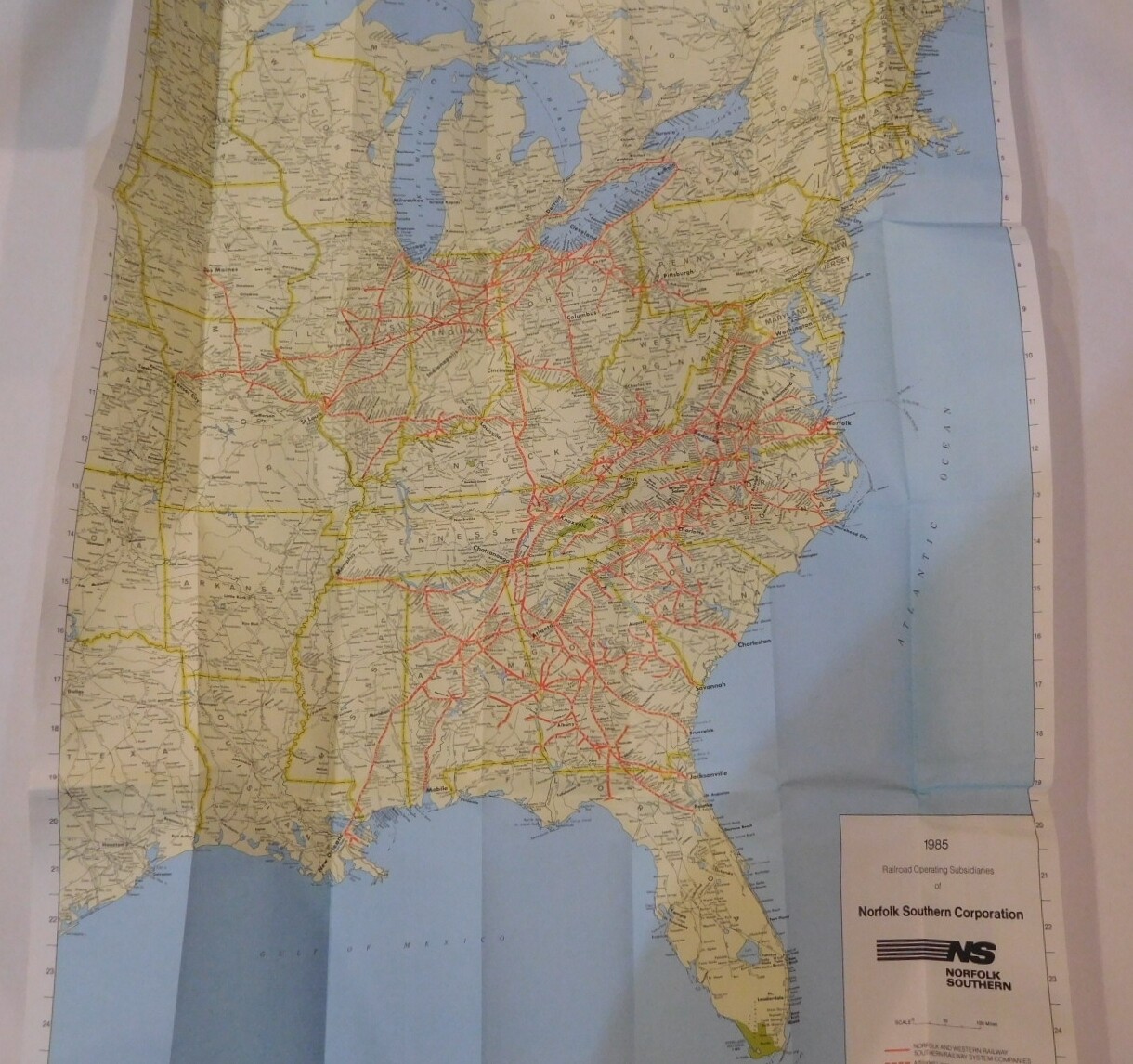Map Norfolk Southern Operating subsidiaries 1985 NS