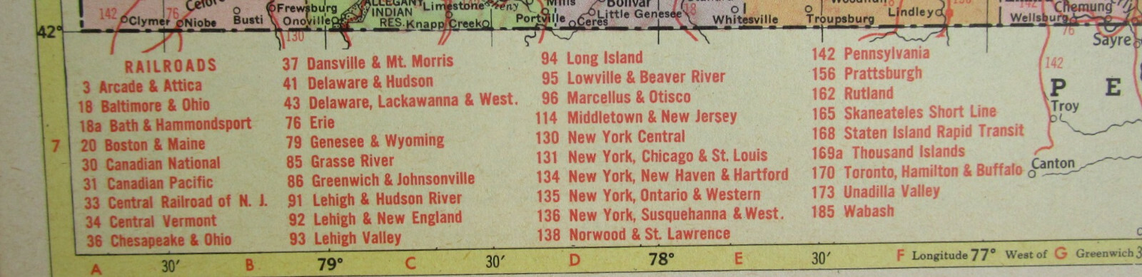 NC NY 1957 NORTH CAROLINA RAILROAD MAP BEUFORT MOREHEAD RR or NEW YORK 1950s