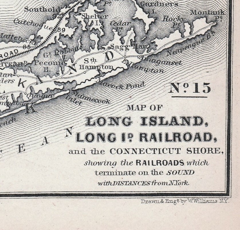 RARE Engraved Map Long Island Railroad New