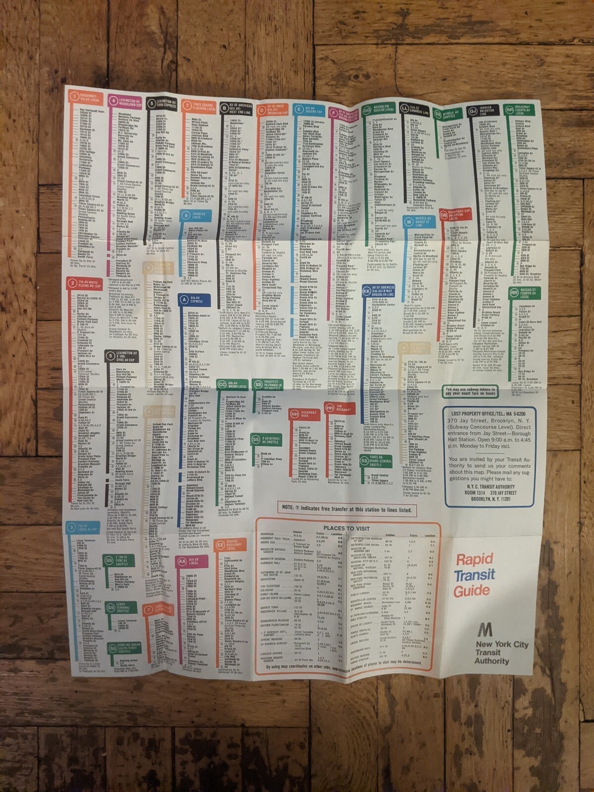 NYC Subway Rapid Transit Guide and Map – 1969