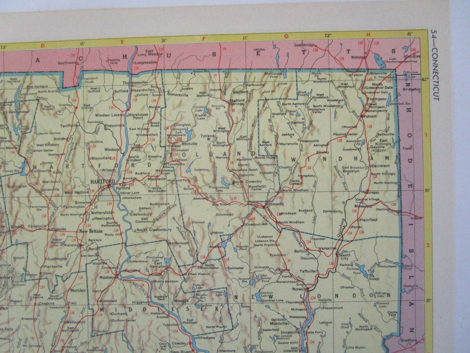 CO CT 1952 COLORADO TOPO RAILROAD Map SAN LUIS VALLEY CENTRAL RR or CONNECTICUT