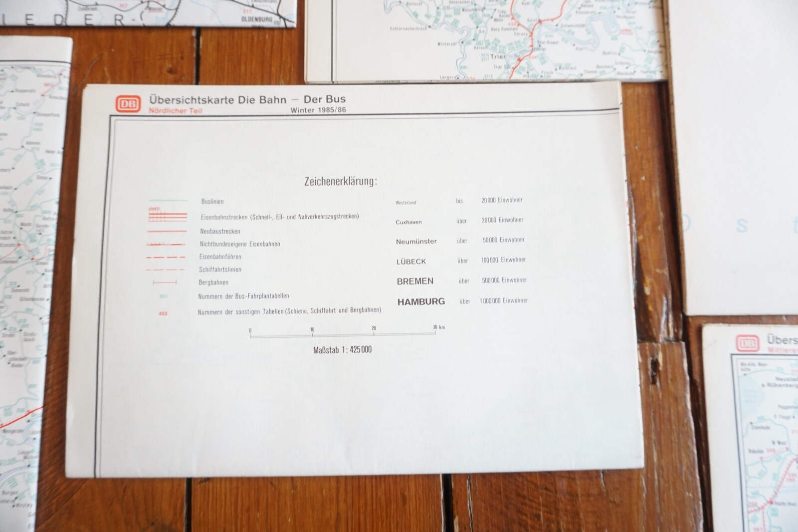 1984 – 1991 Germany Deutsche DB Railway Bus Map Collection Railwayana