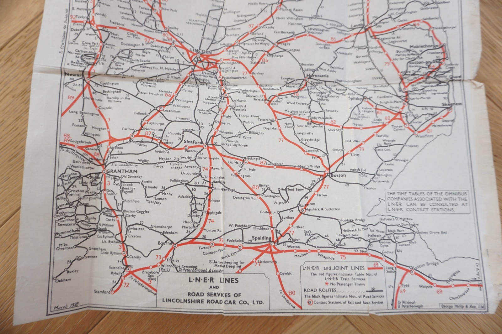 c1930s Lincolnshire LNER Railway Map