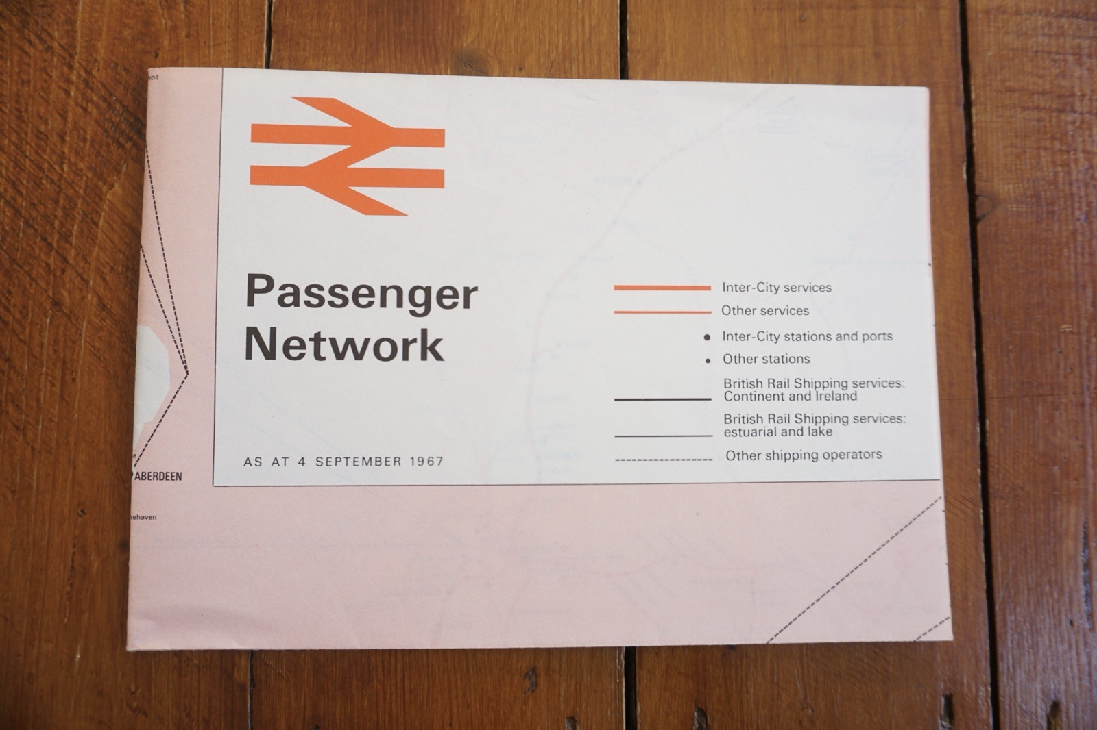 Sept 1967 British Rail Passenger Network Railway Map Eastern Region