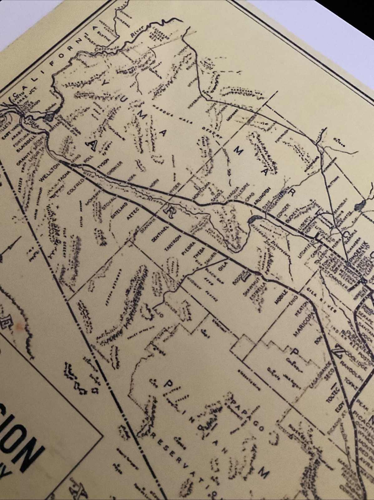 Tucson Division Map Southern Pacific Railroad Arizona 1951
