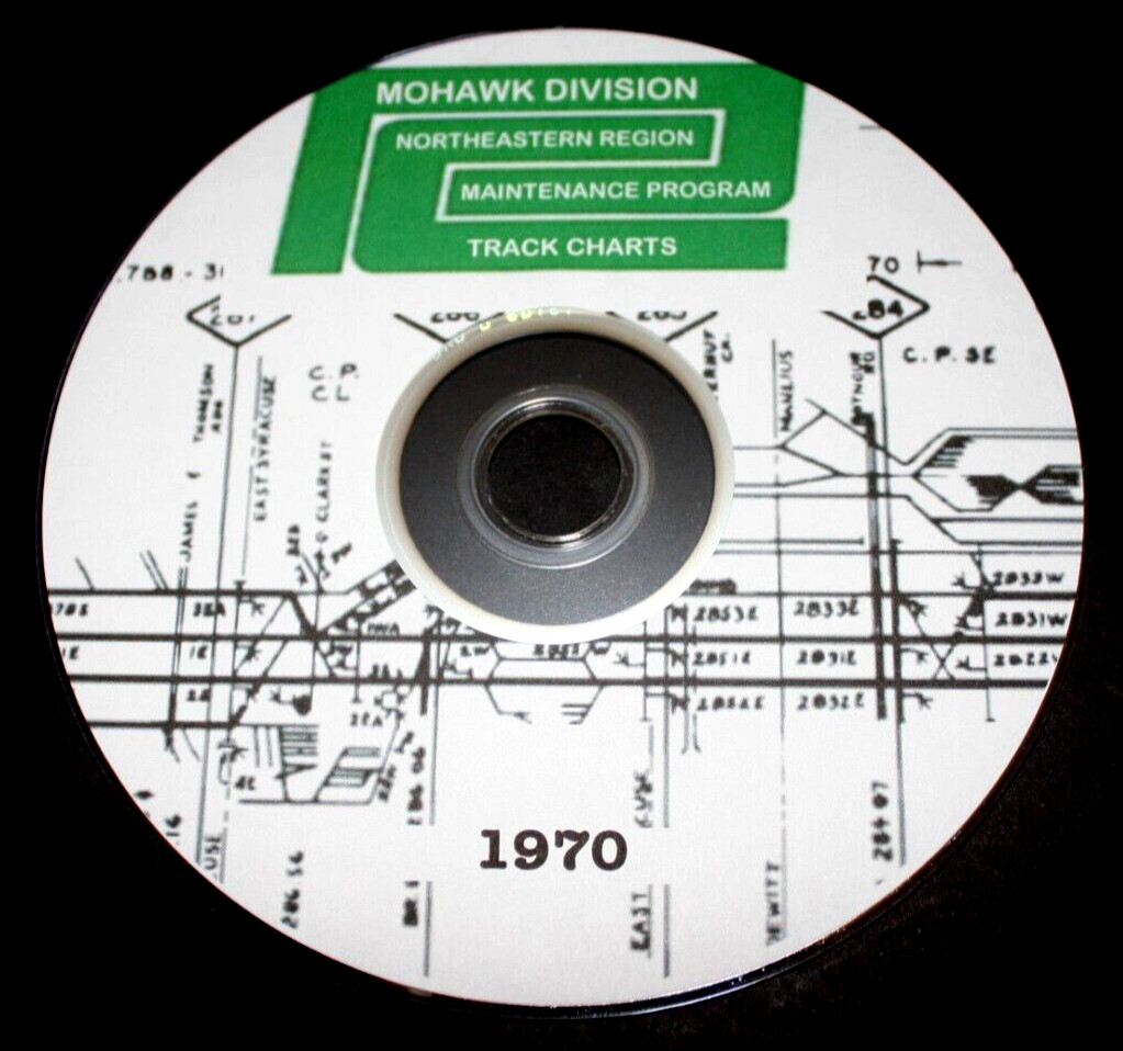 Penn Central 1970 Mohawk Division Track Chart PDF Pages on DVD