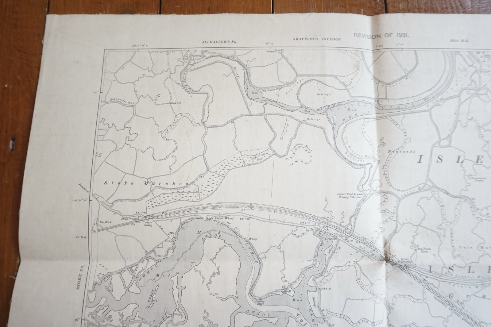 1931 Isle of Grain Kent Southern Railway OS Linen Map