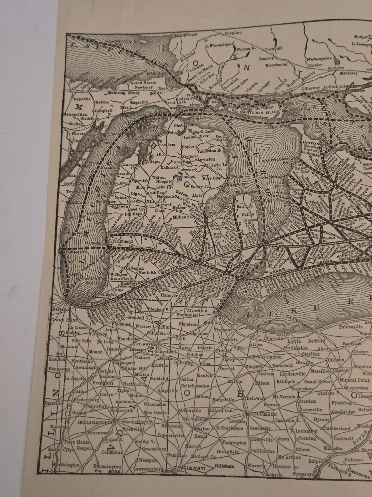 1910 Grand Trunk Railway System & Connections Map 3024 Original Northeast US