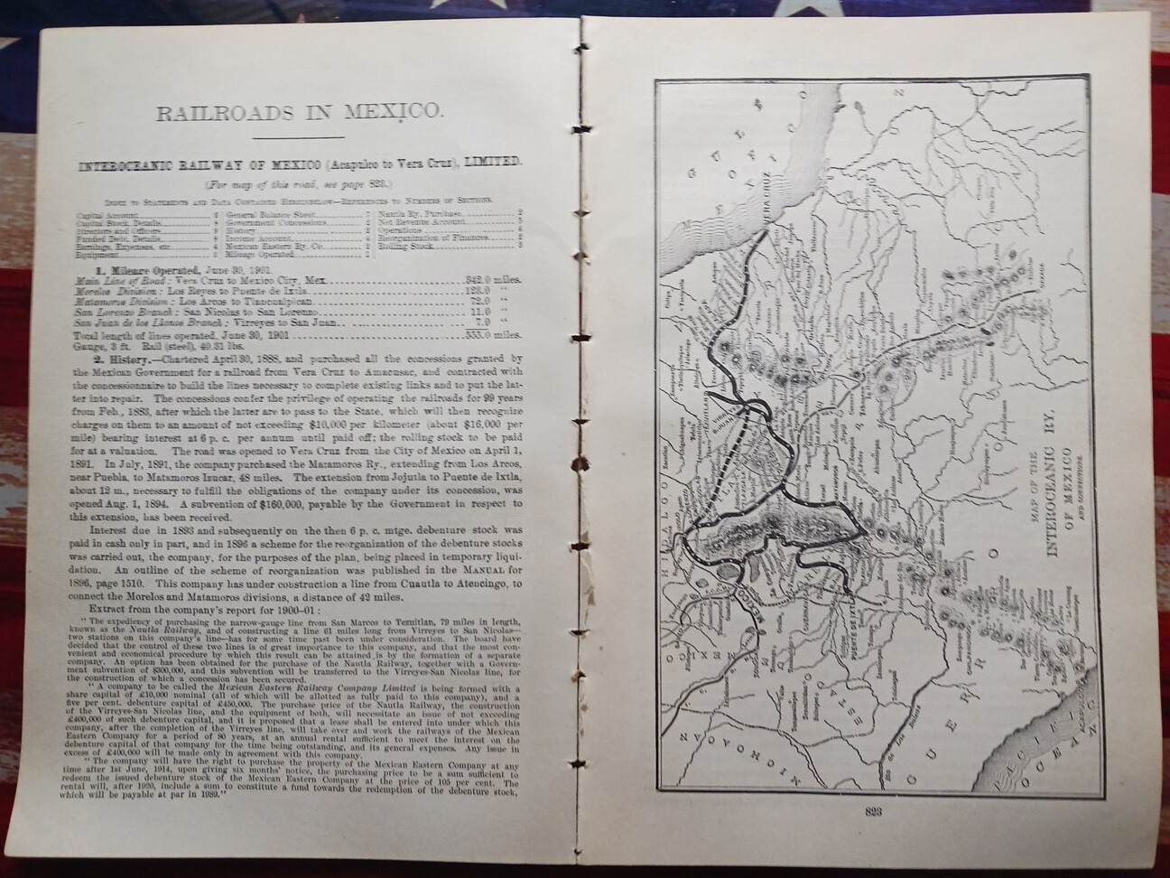 1902 Train Route Map + Report INTEROCEANIC RAILWAY OF MEXICO Vera Cruz Railroad