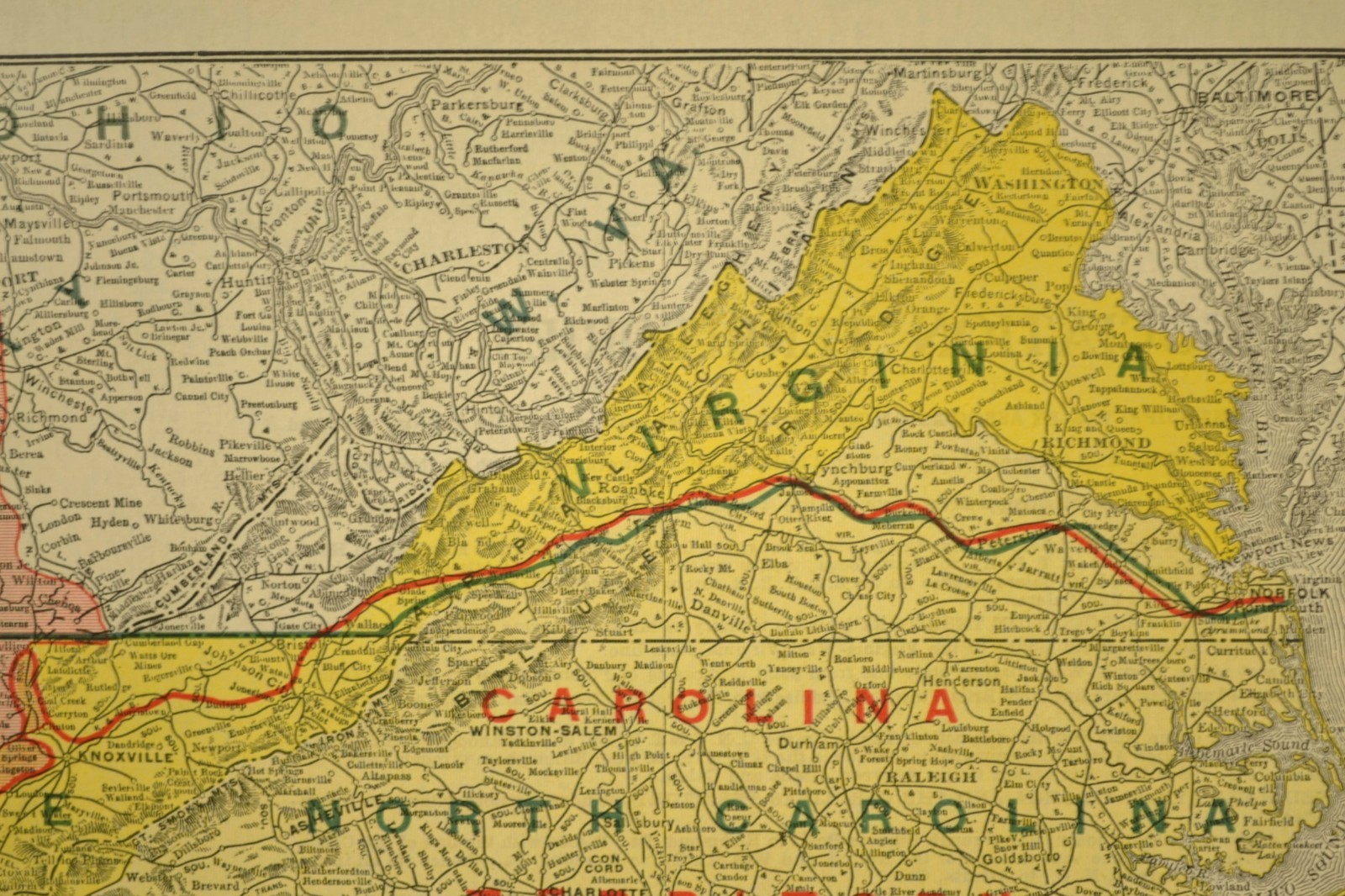 Southeast United States Map Railroad Freight Association Territories circa 1919