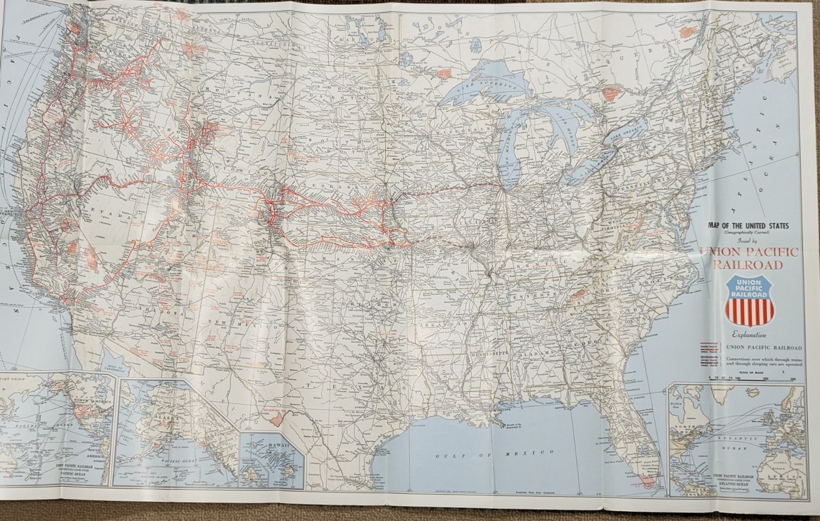 ***VINTAGE 1959 UNION PACIFIC RAILROAD U.S.A. MAP BROCHURE***