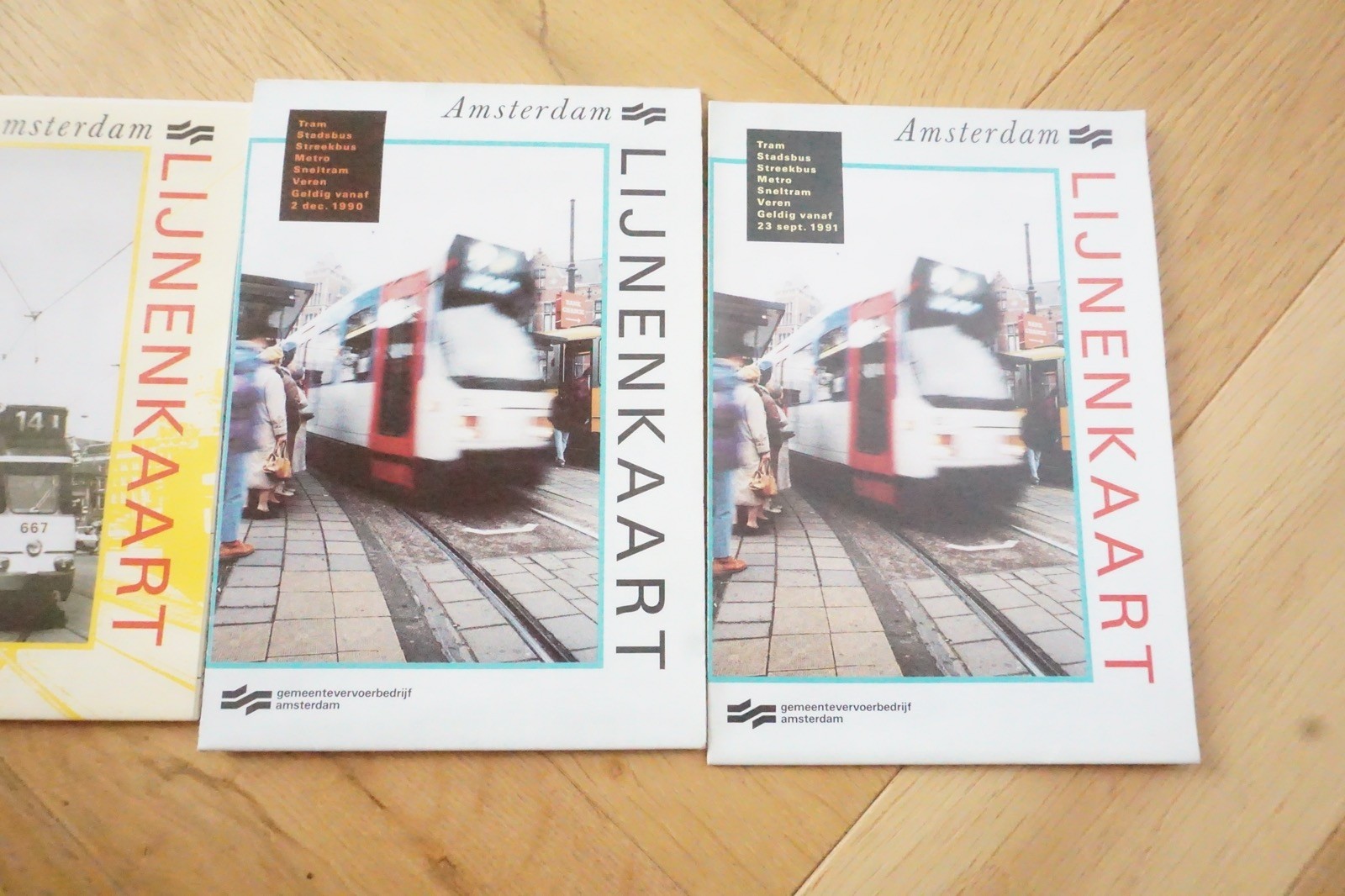 1980s 1990s Amsterdam Netherlands GVB Bus Tram Route Map x4