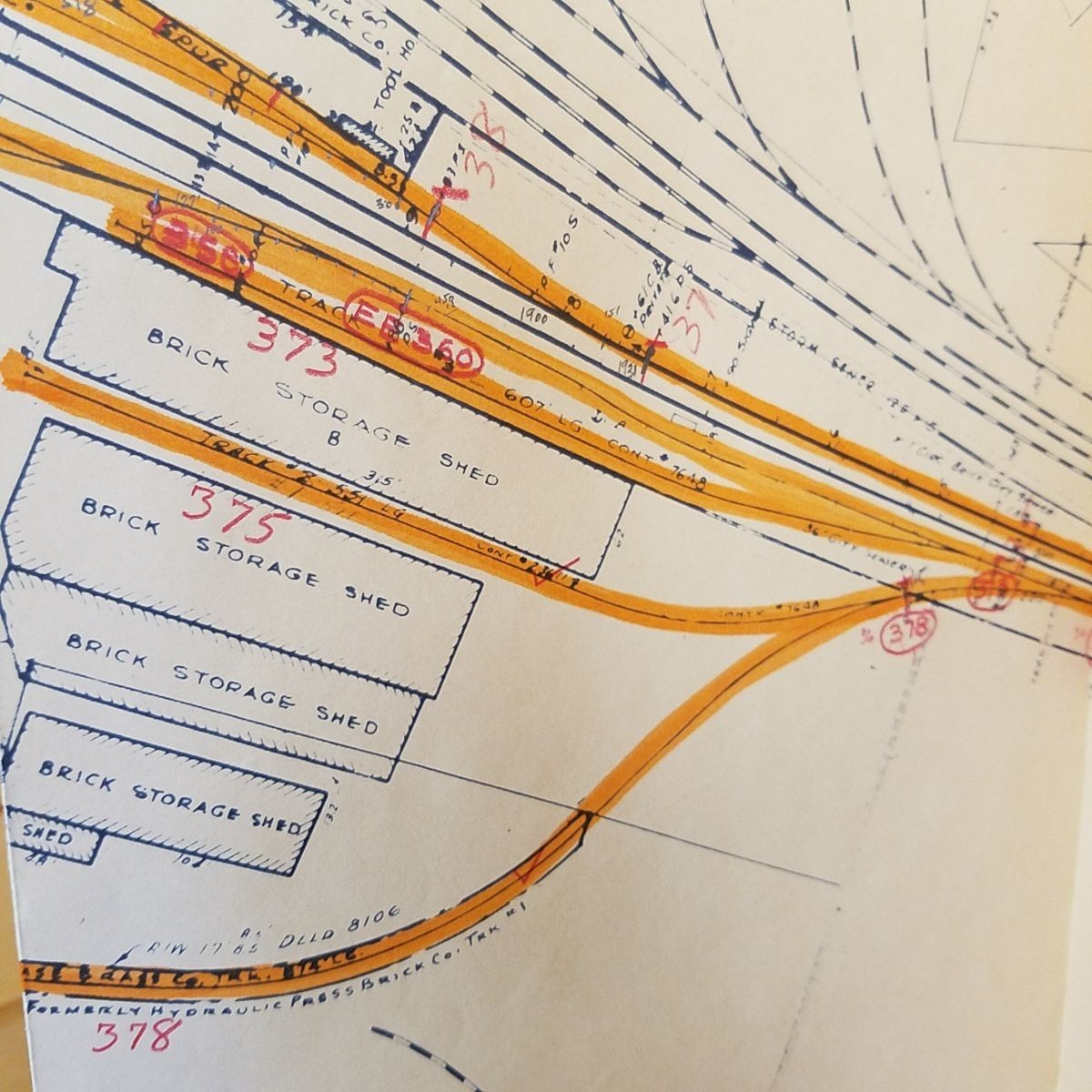 Vtg 1942 Frisco Railroad St Louis Terminal Huge Wall Map 87.5×30 1940s WWII Era
