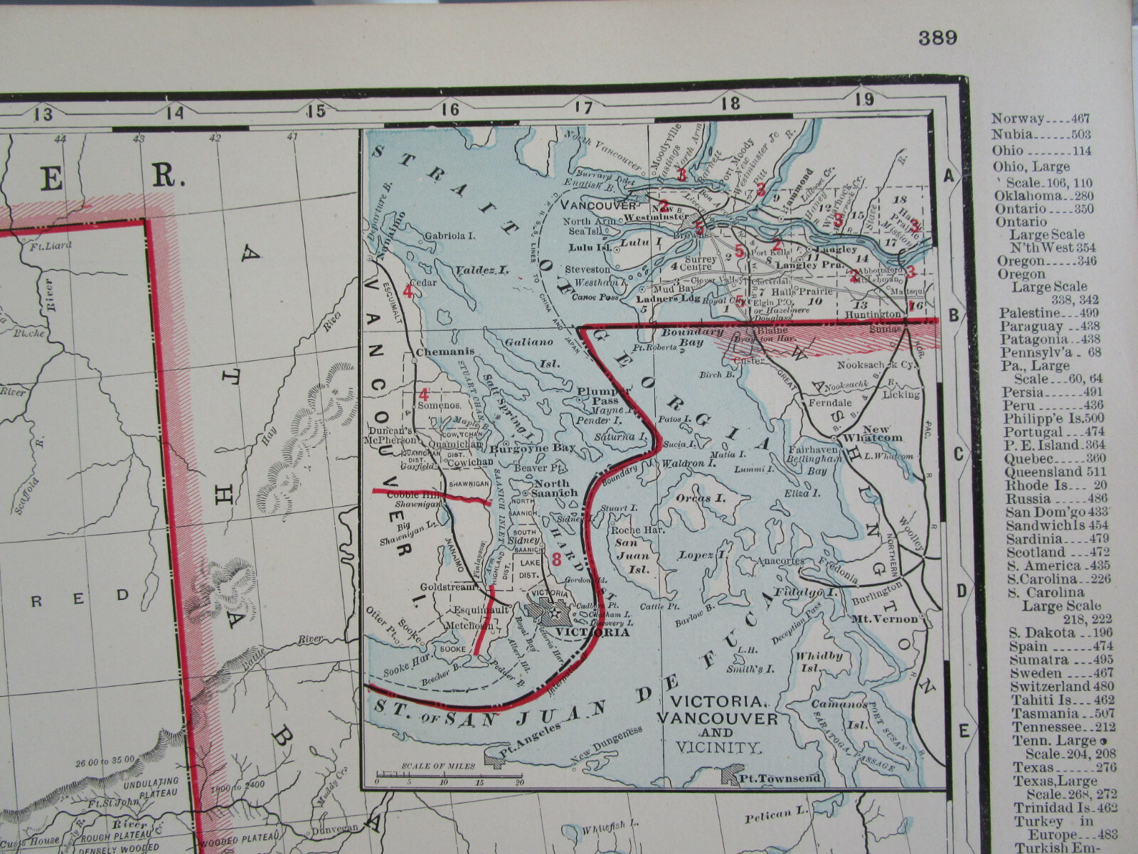 1896 BRITISH COLUMBIA CANADA Cram RAILROAD Map ESQUIMAULT & NANAIMO RR
