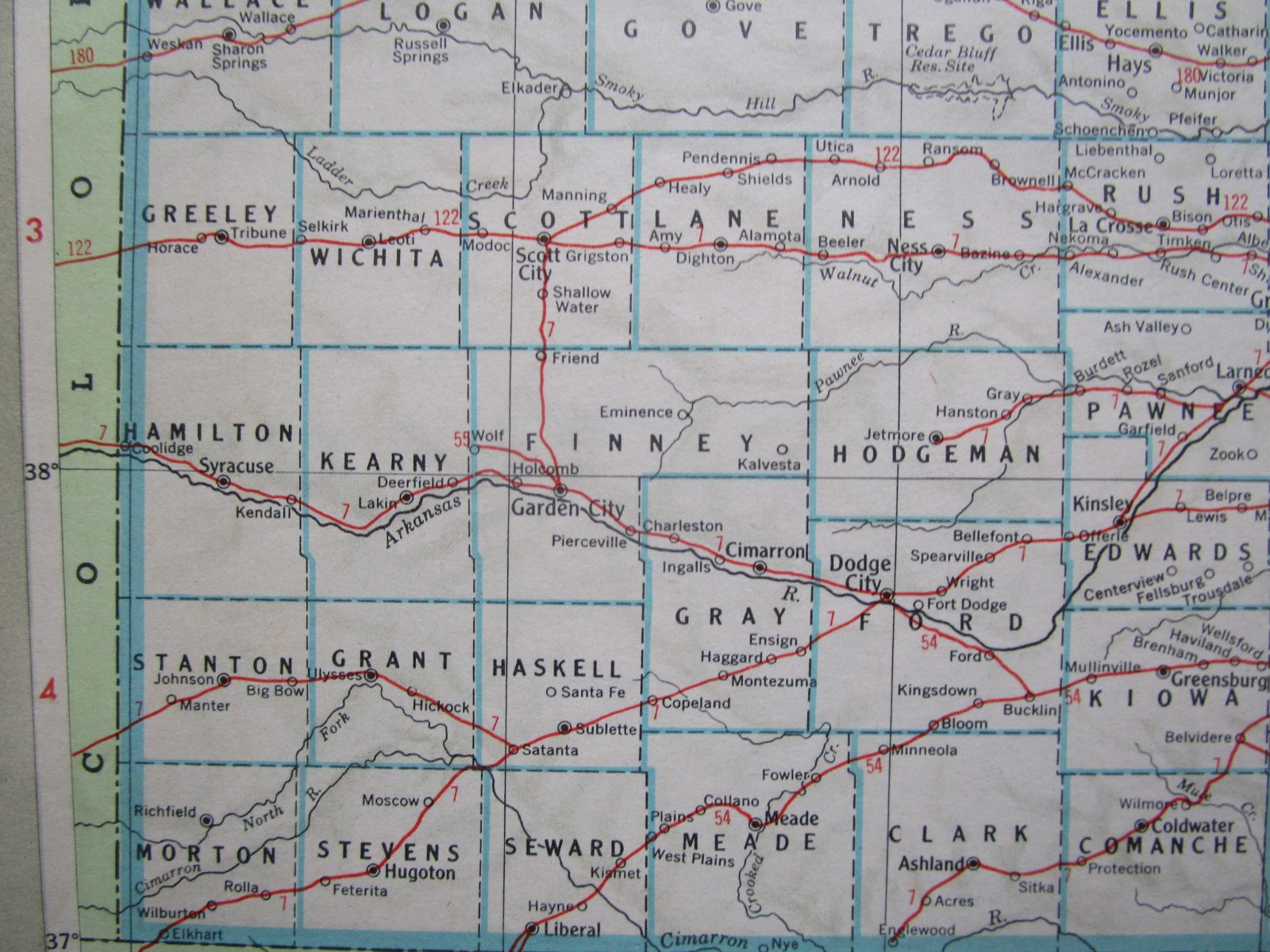 KS KY Vtg 1951 KANSAS RAILROAD Map KANSAS CITY SOUTHERN, CB&Q, ATSF or KENTUCKY