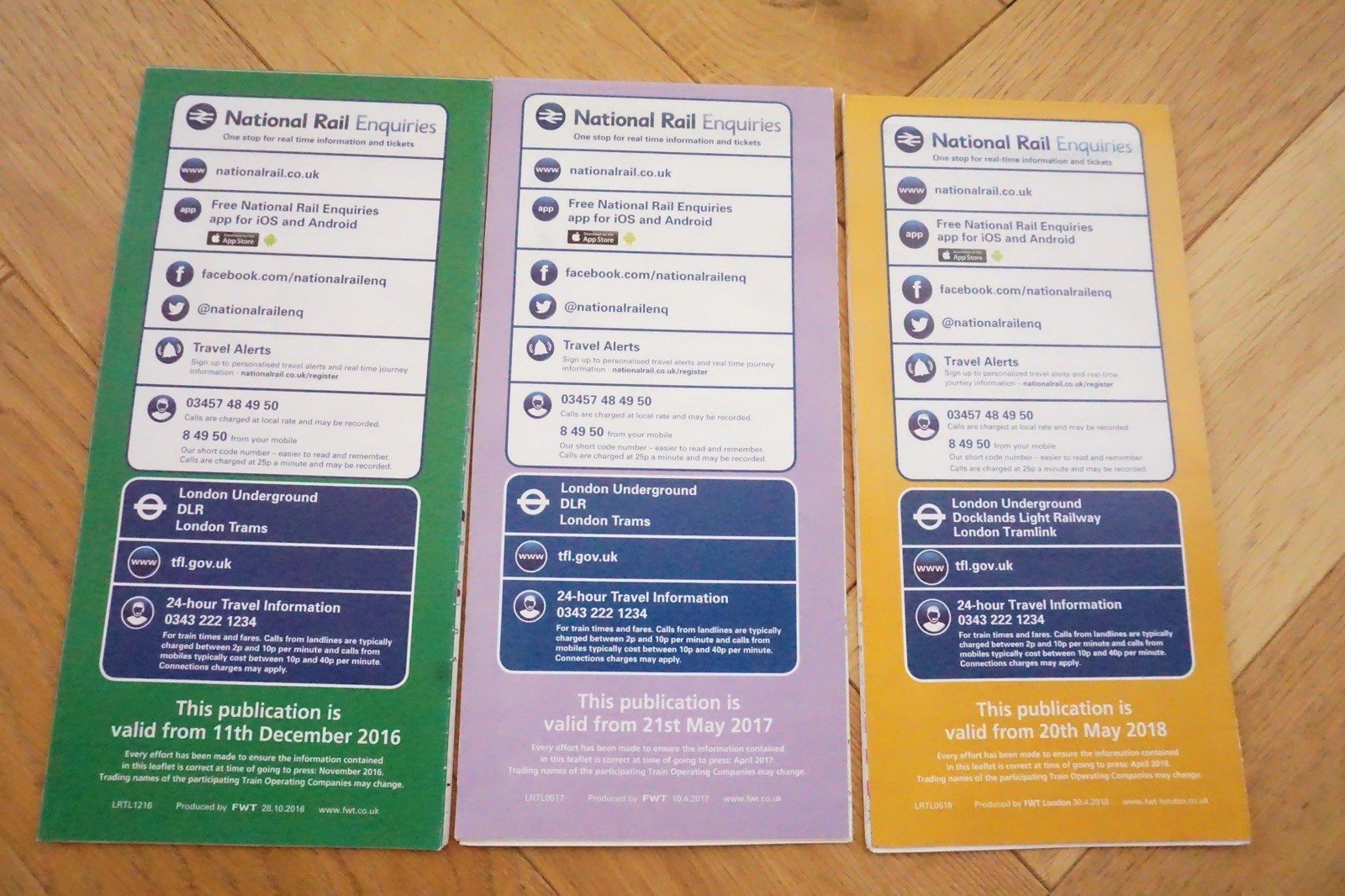 2016 2017 2018 London Connections Railway & Underground Tube Map x3