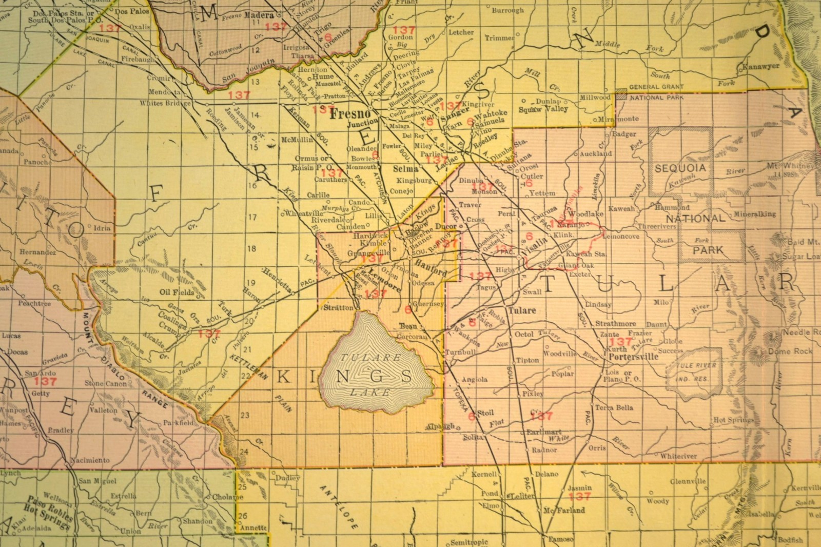 1911 Antique Southern California Railroad Map ORIGINAL Atlas Map SP RR DATED