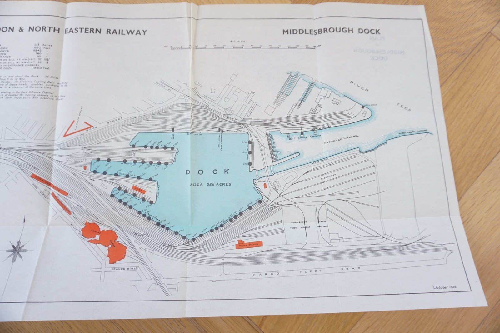 1936 LNER Middlesborough Docks Railway Plan Map