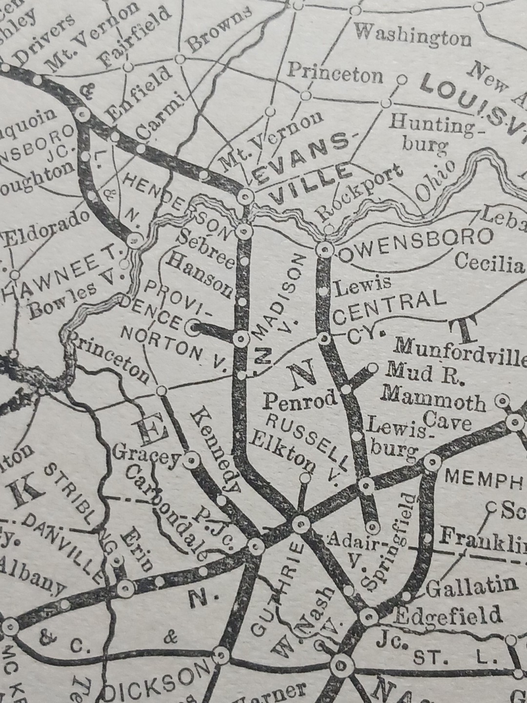 ~1895 Antique Route Map LOUISVILLE & NASHVILLE RAILROAD all Lines Stations Depot
