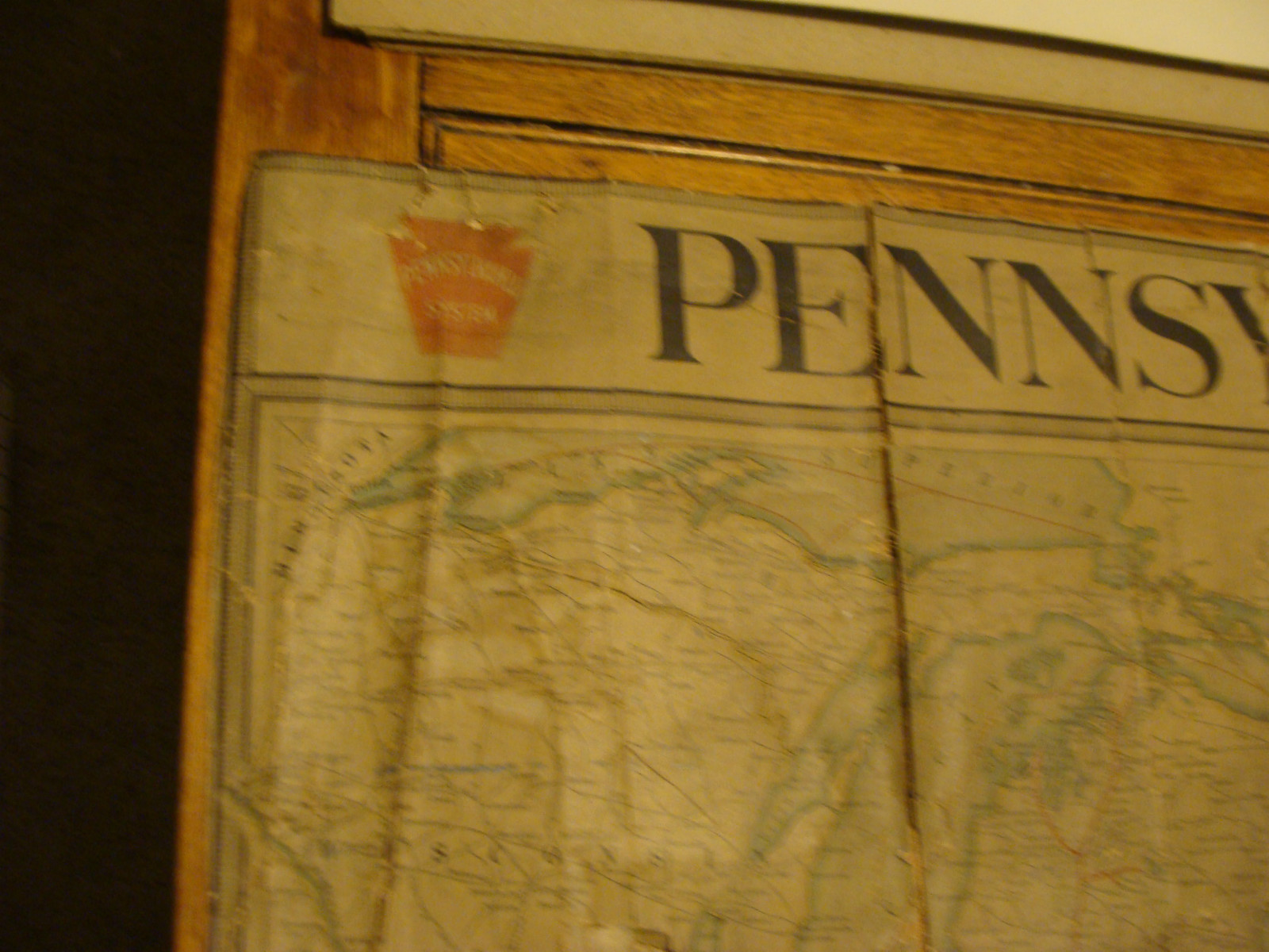 Vintage ORIGINAL 28 X 40″ PENNSYLVANIA SYSTEM MAP very worn, mounted, JULY 1917