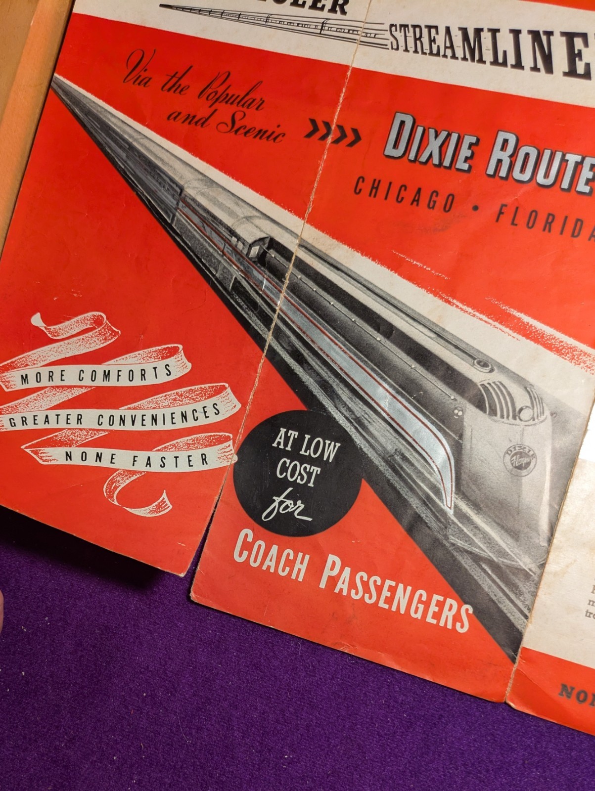 Vintage Streamliner Flagler Route Railroad Brochure Schedule Tickets Rare
