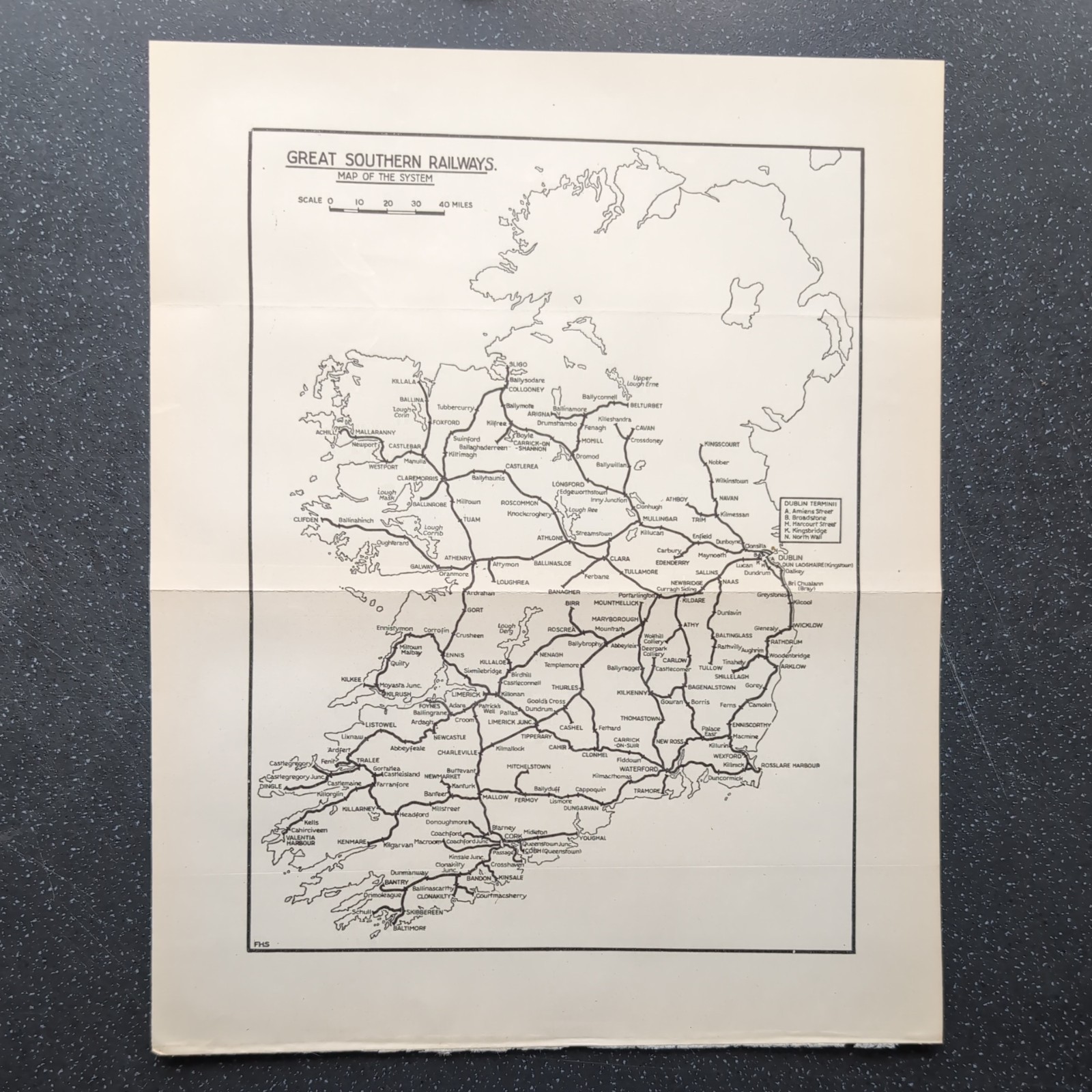 Original 1929 Map of Great Southern Railways Map of System General Map