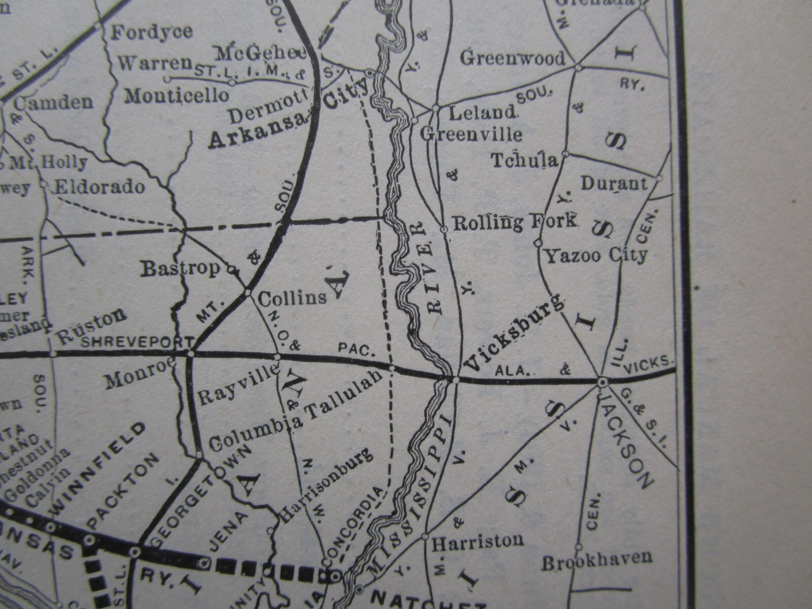 Antique 1904 LOUISIANA & ARKANSAS Railway System Map from 19O4 Poor’s INDIAN TER