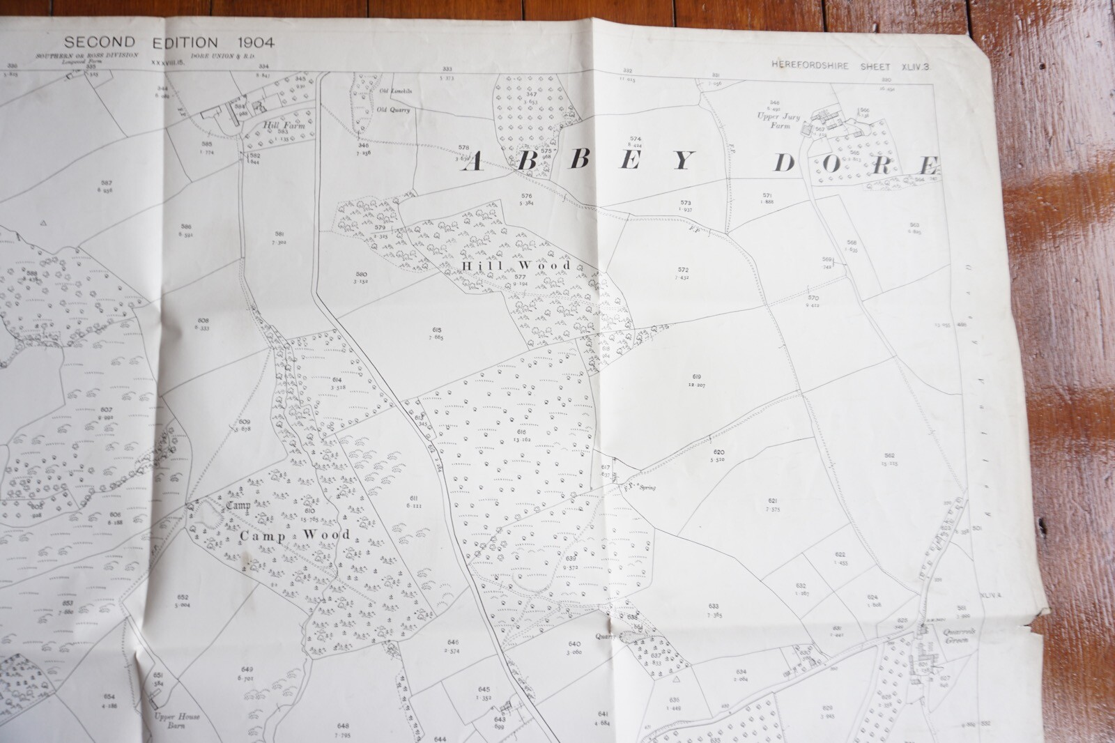1904 1922 Abbey Dore Forty Acre Pitch Herford GWR Great Western OS Railway Map