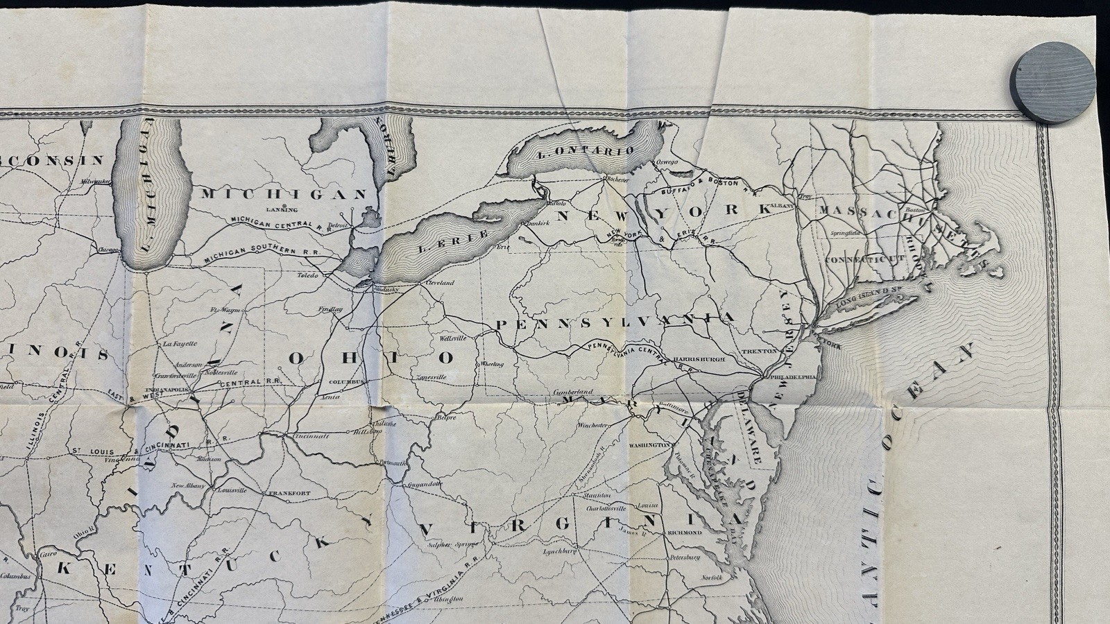 1851 U.S. Railroad Map – Pre-Civil War Western Expansion RARE 25×21” De Bow