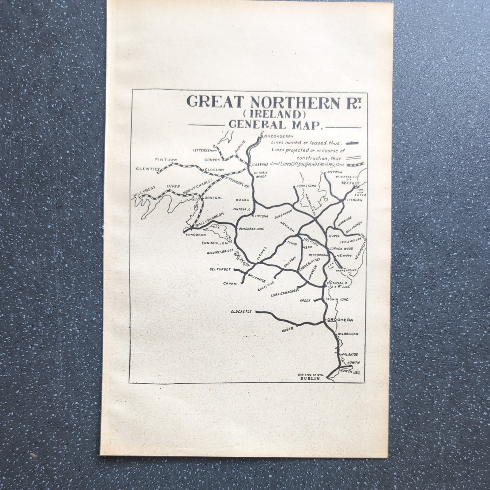 Original 1917 Railway map of Great Northern Ireland Railway General Map