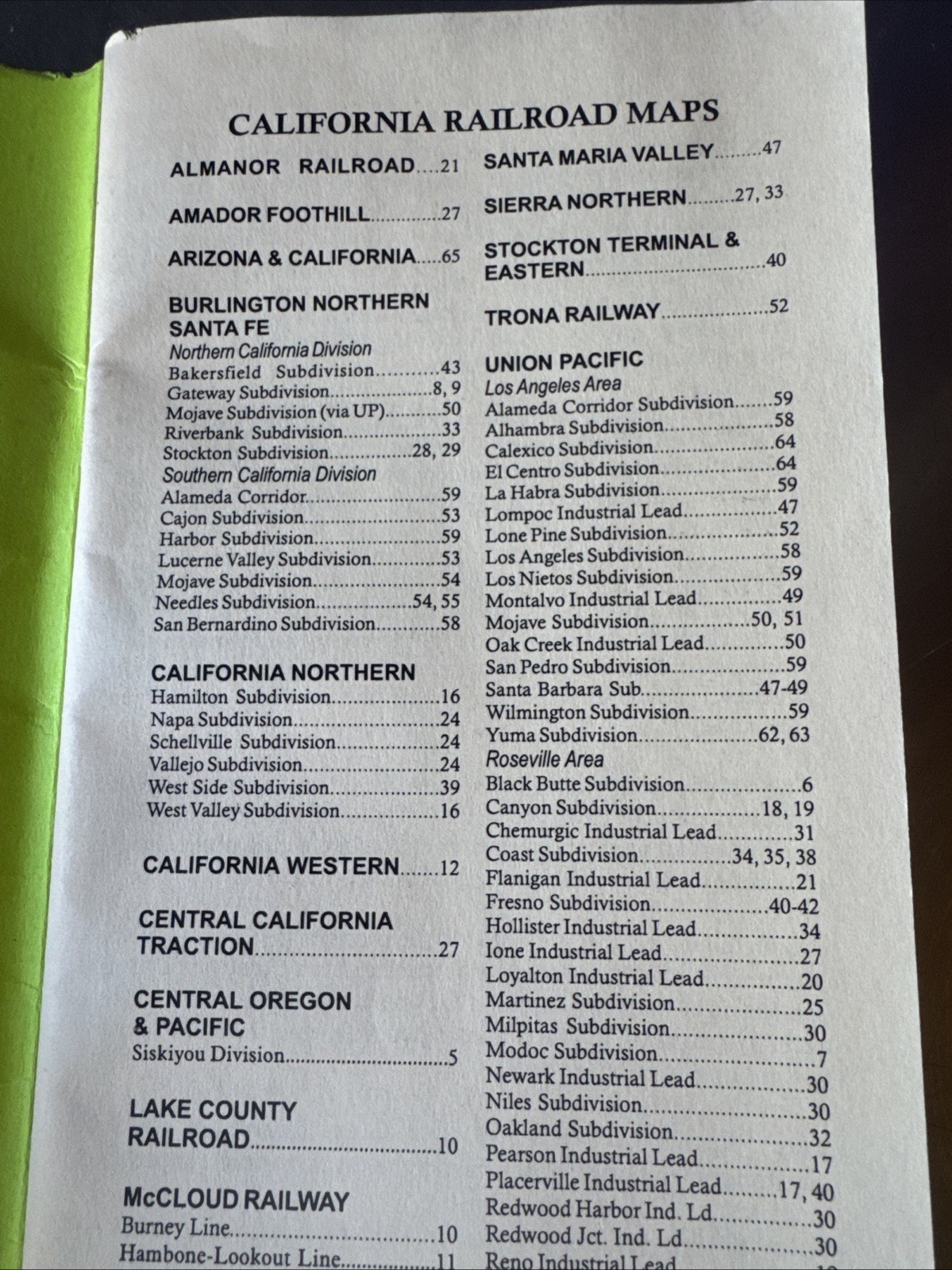2005 California Railroad Map Pocket Guide. All The State Including Station Index
