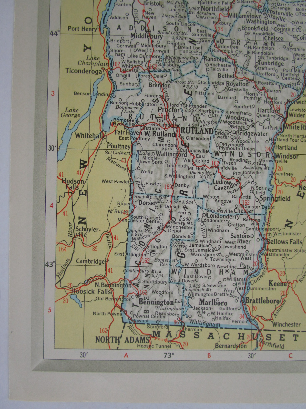 VA VT 1951 VIRGINIA RAILROAD Map NELSON & ALBEMARLE RR or VERMONT, RUTLAND RR