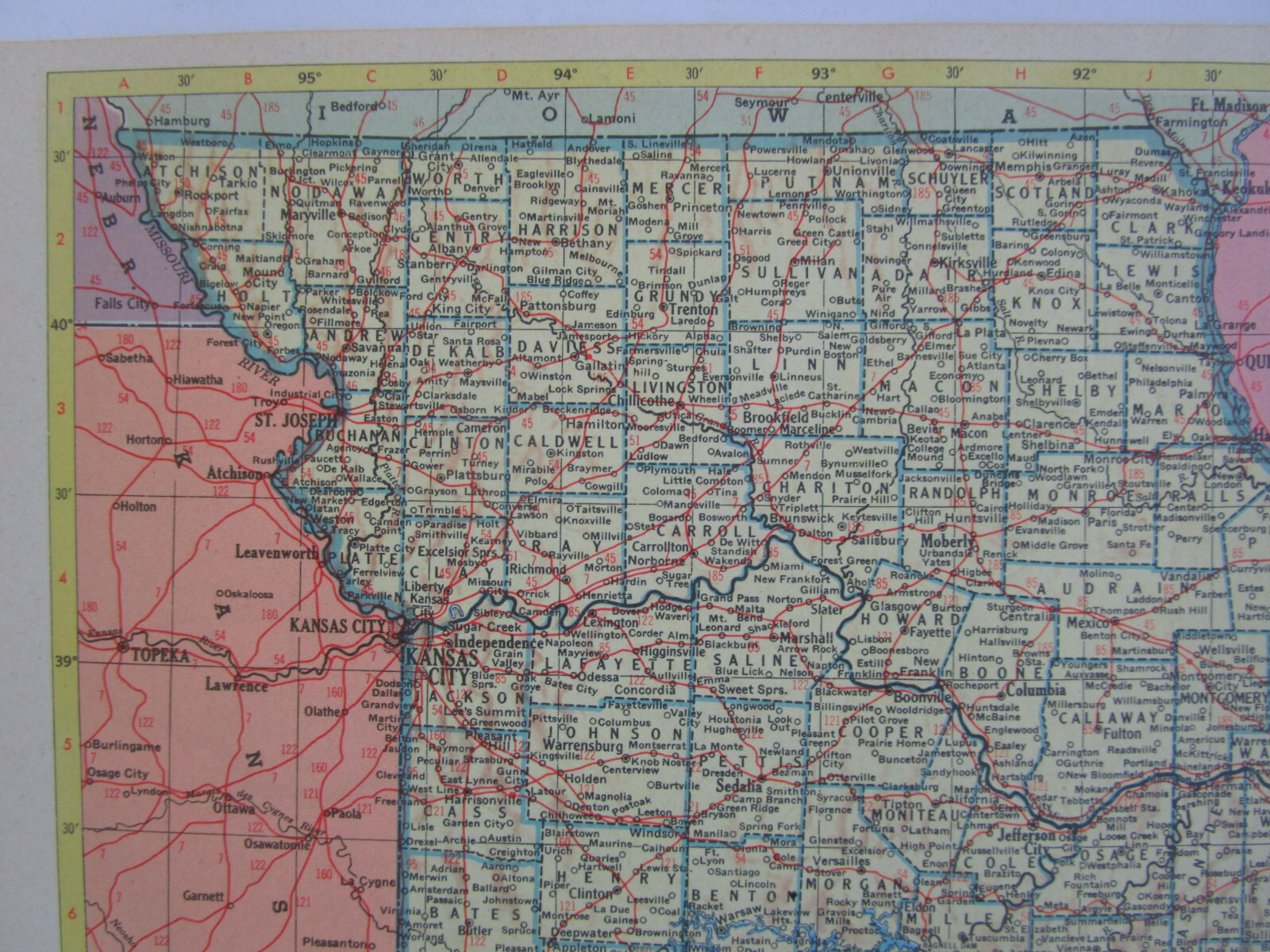 MS MO 1953 MISSISSIPPI RAILROAD Map CANTON & CARTHAGE RR or MISSOURI 1950s WAB