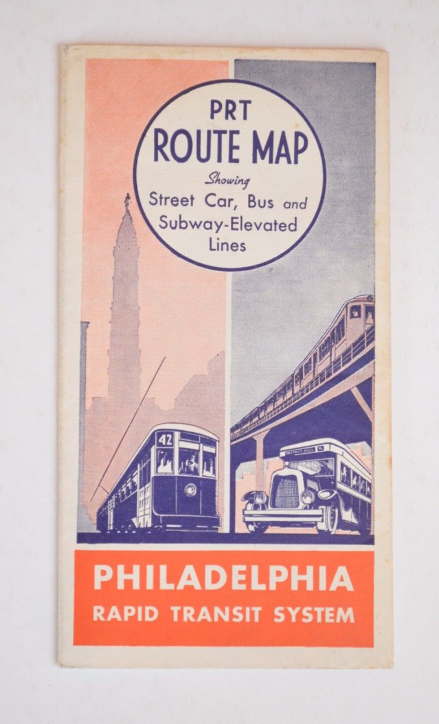 Street Car Bus Subway Map Philadelphia Rapid Transport System 1936